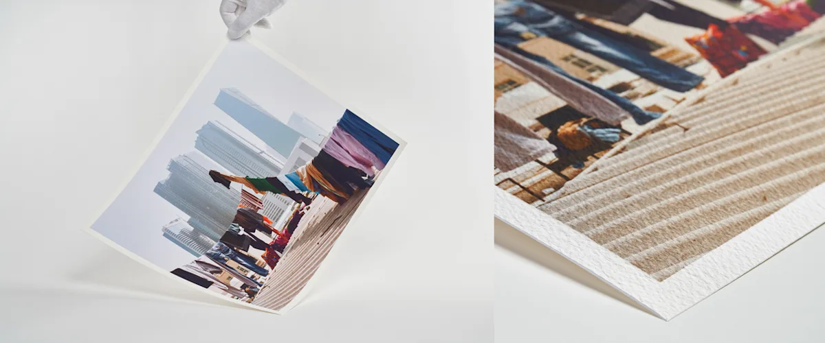 220915 Fine Art Layout SplitImage Hohlkehle+Detail CANSON Arches Aqu Rag close up of fine art print on CANSON Arches Aquarelle Rag paper.