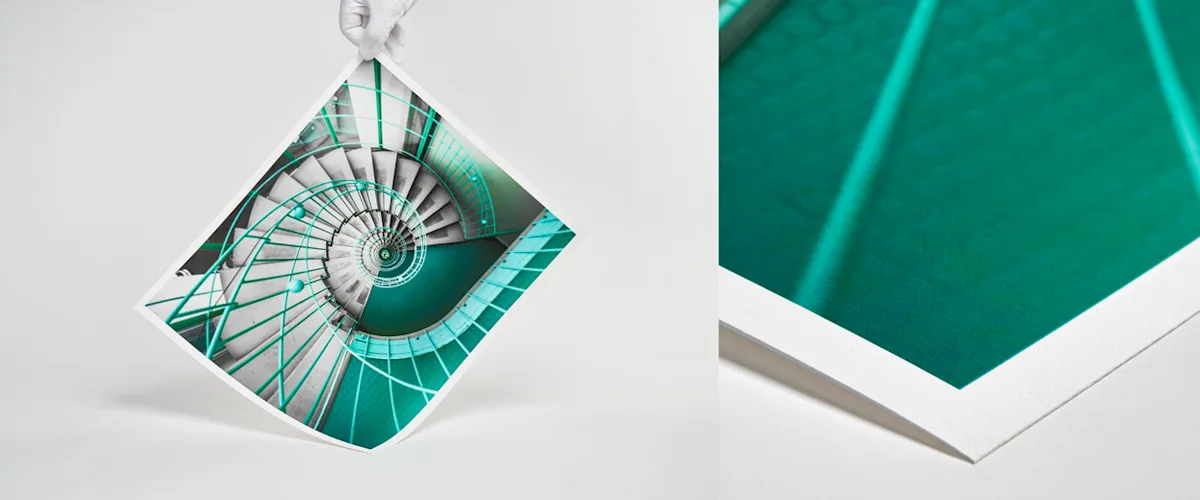 220915 Fine Art Layout SplitImage Hohlkehle+Detail CANSON Infinity Rag Photographique II close up of fine art print on CANSON Infinity Rag Photographique II paper.