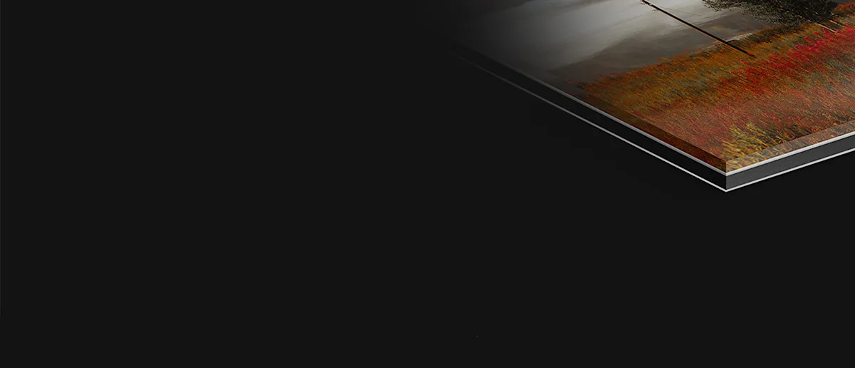 Product structure - Original Photo Print Under Matte Acrylic Glass close up of an acrylic photo print with focus on the layers.