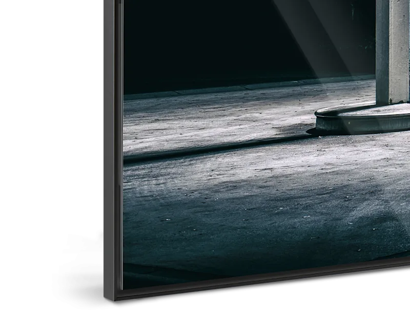 Close up of a night shot of a gas station in an Aluminium ArtBox.