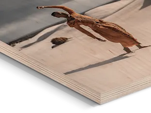 GLOBAL | Product Tiles Section > Direct Print on Wood | Media #1 Close up of a corner of a Direct Print On Wood.