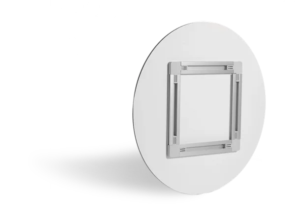 PDP | Round Format & Shapes | Images Text Section > Mountings | Media #1 Back of a Round Format.