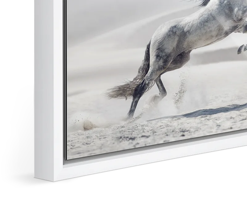 Close-up of standing floater frame Basel 0.59 in. / 15 mm in Alder brown.